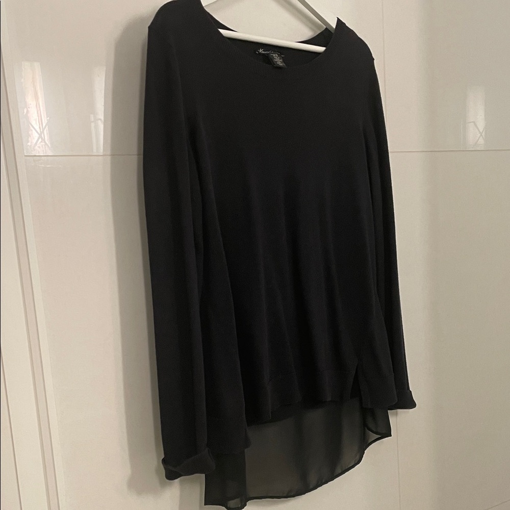 Kenneth Cole Black Sheer Hem Tunic
